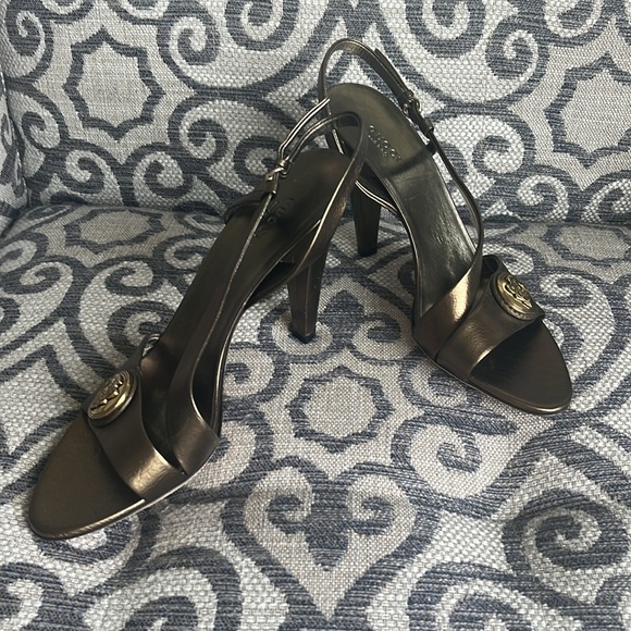 Celebrity owned Gucci Heels Pelle S Cuoio Darwin Metal shoes 10 Bronze - Picture 4 of 8
